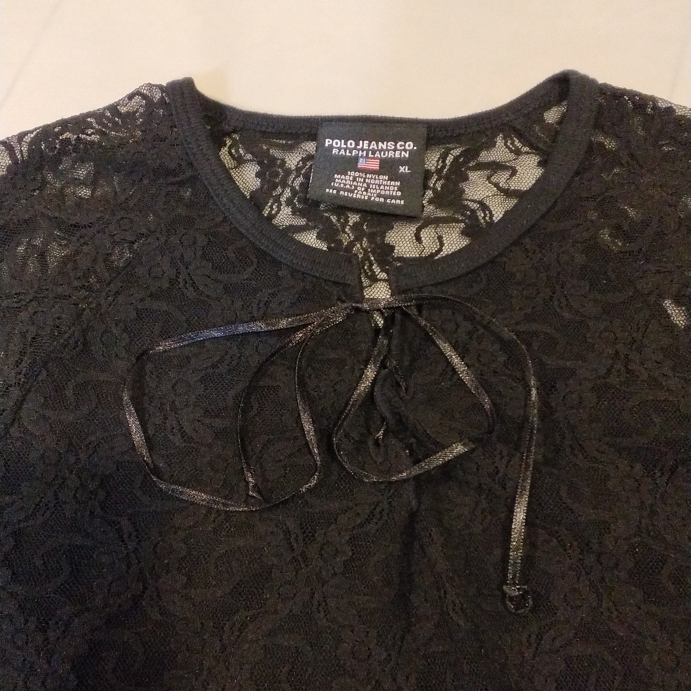 Vintage Black Sheer Lace Tops